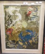 MARGARET POLMEAR (20th century) British, Seascape with Crab, collage,