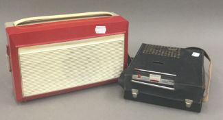A Philips portable record player and a Philips recorder cassette player and a radio