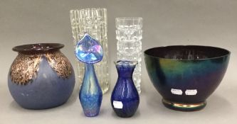 A collection of Art glass vases