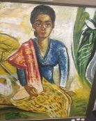 DECORATIVE SCHOOL (20th century), Portrait of a South East Asian Lady, oil on canvas, signed BARLI,