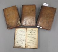Four various early leather bound books