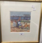 JUDY SCOTT (20th/21st century), British, Cromer Beach and Pier, gouache, signed,