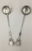 Two Chinese silver coin spoons