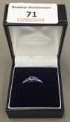 A 14 ct white gold tanzanite ring