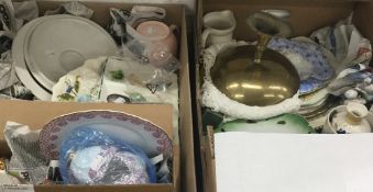 Two boxes of decorative ceramics, etc.