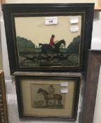 A reverse painted glass picture of a Hunting Scene, Tom Firr with his Hounds,