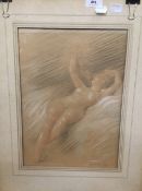 LUCIEN HECTOR MONOD (1867-1957) French, Female Nude, coloured chalks, signed,