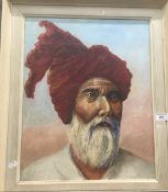 INDIAN SCHOOL (20th century), Portrait of a Rajasthani, oil on board,