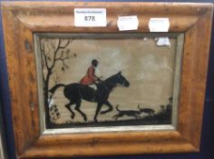 A 19th century reverse glass painted Hunting scene,