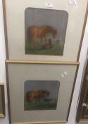 EDWARD ROBERT SMYTHE (1810-1899) British, Mares and Foals, a pair, pastels, signed,