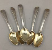 Five Georgian silver teaspoons