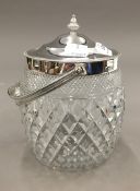 A good cut glass silver mounted biscuit barrel, Sheffield 1919, William Hutton & Sons,