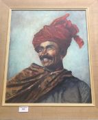 INDIAN SCHOOL (20th century), Portrait of a Rajasthani, oil on board,