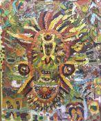 DECORATIVE SCHOOL (20th century), Tribal Mask, oil on canvas,