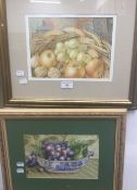 GEMMA WHIBLEY (20th/21st century) British, Still Life of Fruit, watercolour, together with another,