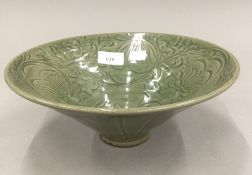 A Chinese green glazed porcelain bowl