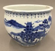 A 19th century Chinese blue and white porcelain jardiniere