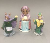 Three Bunnykins figurines