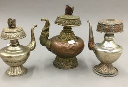 Three Tibetan teapots