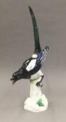 A large Meissen model of a magpie