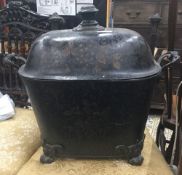 A Victorian painted toleware coal scuttle