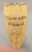 A 19th century turned ivory item,