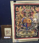 A well painted Royal coat-of-arms, unframed, together with another,