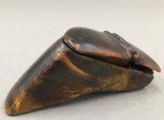 A 19th century snuff box formed from a hoof,