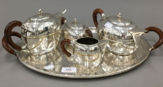 A silver plated Deco tea set