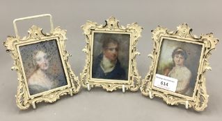 Three miniature portraits