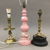 Three table lamps