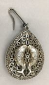 A Chinese silver fish pendant