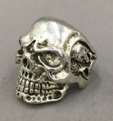 A silver skull ring