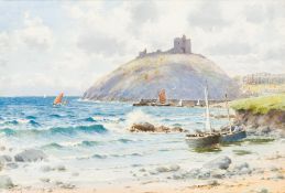 WARREN WILLIAMS (1863-1918) British Criccieth Castle Watercolour, signed, framed and glazed. 47.