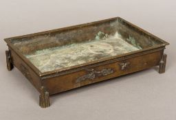 A Japanese patinated bronze censer Of rectangular form,