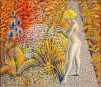 DECORATIVE SCHOOL (20th century) Garden With Figure Bodycolour on board,