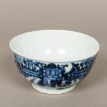 A Chinese Ming dynasty blue and white porcelain bowl Painted with two figures in a boat,