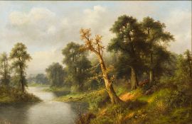 ADA STONE (1874-1916) British River Landscape Oil on canvas, signed, framed. 75 x 49.5 cm.