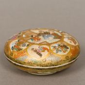 A 19th century Japanese Satsuma pottery box and cover Of domed circular form,