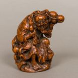 A 19th century Chinese carved bamboo figural model,