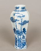 An 18th century Chinese blue and white porcelain vase Of bulbous waisted octagonal form,