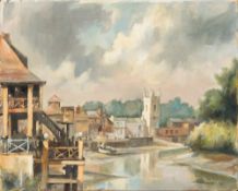 DAVID GRIFFIN (1992-2002) British (AR) Town Wharf, Isleworth Oil on canvas, signed and dated 95,