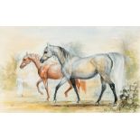 BENITA BAMMER (1938-1995) British (AR) Portrait of Two Arab Horses and Groom in