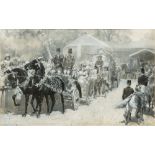 JOHN CHARLTON (1849-1917) British The Wedding Procession En-grisaille watercolour and bodycolour,