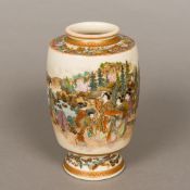 A late 19th century Japanese Satsuma pottery vase Finely painted in the round with figures in