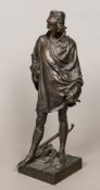 A 19th century Continental patinated bronze figure Modelled as musician,