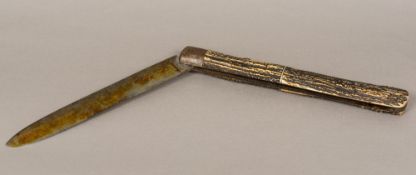 A large oversized 19th century antler handled pen/pocket knife Of typical folding form,