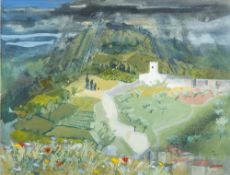 FRANK JOSEPH ARCHER (1912-1995) British (AR) Storm Over Wild Flowers of Assisi Gouache, signed,