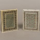 Two 19th century Anglo-Indian ivory Vizagapatam card cases Each typically decorated and with