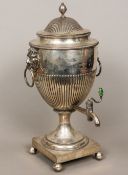 A George III silver samovar, hallmarked London 1800,